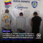 Iapolebne en acción conjunta con CICPC capturan a tres implicados en hurto a turista tras denuncias en redes sociales.

En una respuesta inmediata a los reclamos de la ciudadanía y las alertas difundidas a través de las plataformas digitales, funcionarios de @iapolebne en una acción conjunta con el Cuerpo de Investigaciones Científicas, Penales y Criminalísticas (CICPC), lograron la aprehensión de tres ciudadanos presuntamente involucrados en el hurto de varias bicicletas pertenecientes a un ciudadano extranjero.

El despliegue técnico y operativo se activó luego de que se hicieran virales diversas denuncias en redes sociales que reportaban el hecho delictivo en perjuicio del turista. El cuerpo policial del municipio Arismendi inició las labores de rastreo, logrando en un primer momento la localización y captura de dos de los implicados.  Los jóvenes intentaron evadir a las comisiones a bordo de una de las bicicletas reportadas, cuyas características coincidían plenamente con las descripciones publicadas en el entorno digital.

Durante el procedimiento en el sitio de la captura, las autoridades hallaron evidencia de interés criminalístico y, tras cruzar información con los familiares de los jóvenes, se determinó la existencia de más bienes ocultos en otra jurisdicción.

En ese punto de la investigación, una comisión de la delegación del CICPC se sumó al procedimiento para conformar una comisión mixta. Gracias a la cooperación vecinal, los gendarmes se trasladaron al municipio Maneiro, donde lograron la captura de un tercer implicado, un ciudadano adulto de 46 años de edad, quien había adquirido uno de los vehículos hurtados por una suma en divisas.

En la continuidad del operativo y mediante el apoyo de los Cuadrantes de Paz, las autoridades recibieron información anónima sobre el paradero del resto de las propiedades en un terreno baldío de la entidad, logrando así la recuperación total del material hurtado.

Los  aprehendidos fueron trasladados al comando policial junto con las evidencias recabadas. El caso quedó a la total disposición del Ministerio Público, cuyas fiscalías correspondientes dictaron las pautas para el debido proceso judicial.

#20May